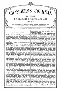 Chambers's Journal of Popular Literature, Science, and Art, Fifth Series, No. 38, Vol. I, September 20, 1884 book cover