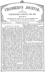 Chambers's Journal of Popular Literature, Science, and Art, fifth series, no. 126, vol. III, May 29, 1886 book cover