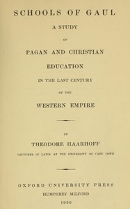 Schools of Gaul in the last century of the Western Empire book cover