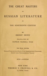 The great masters of Russian literature in the nineteenth century book cover