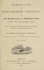 School-life at Winchester College book cover