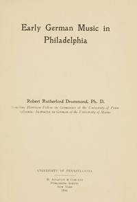 Early German music in Philadelphia book cover
