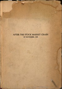 After the stock market crash of November, 1929 book cover