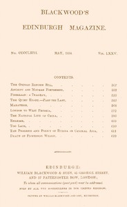 Blackwood's Edinburgh Magazine, Vol. 75, No. 463, May, 1854 book cover
