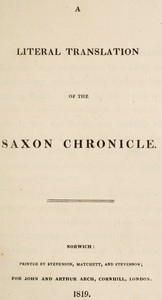 A literal translation of the Saxon chronicle book cover
