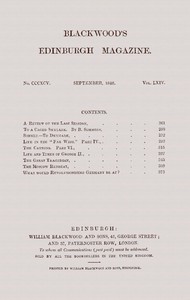 Blackwood's Edinburgh Magazine, Vol. 64, No. 395, September, 1848 book cover