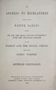 An address to Highlanders respecting their native Gaelic book cover
