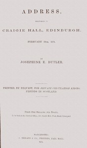 Address, delivered in Craigie Hall, Edinburgh, February 24th, 1871 book cover