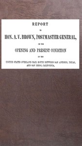 Report to Hon. A. V. Brown, Postmaster-General book cover