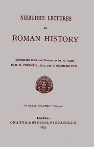 Niebuhr's lectures on Roman history, Vol. 3 (of 3) book cover