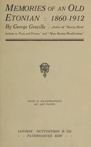 Memories of an Old Etonian, 1860-1912 book cover