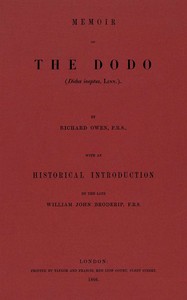 Memoir on the Dodo (Didus ineptus, Linn.) book cover