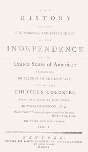 The history of the rise, progress, and establishment of the independence of the United States of America, Vol. 1 (of 3) book cover