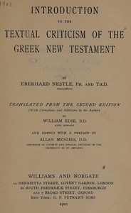 Introduction to the textual criticism of the Greek New Testament book cover