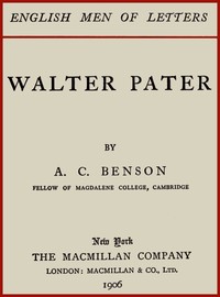 Walter Pater book cover