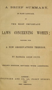 A brief summary in plain language of the most important laws concerning women book cover